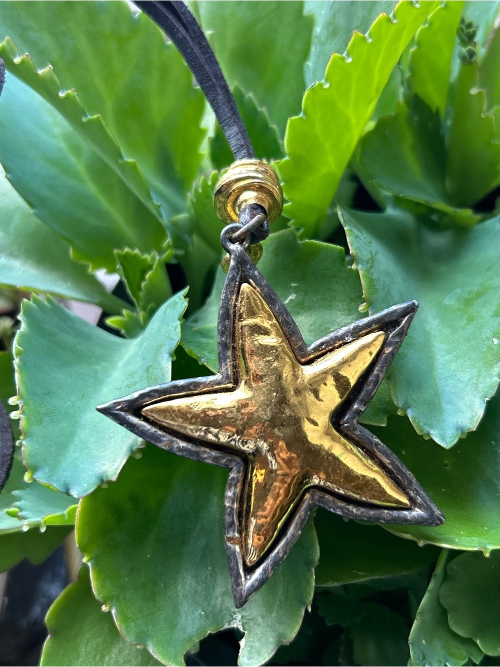 Vintage 1980s Edouard Rambaud modernist gold &silver-tone star pendant necklace